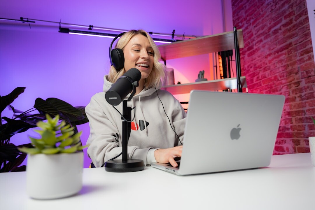 Two people recording a podcast interview in studio